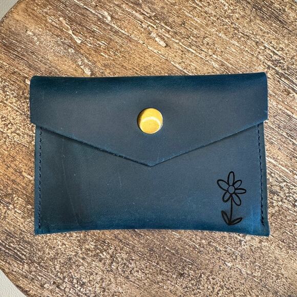 Genuine Leather Wallet OCEAN BLUE Credit Card Holder Wallet NEW FAST SHIP - Picture 2 of 4